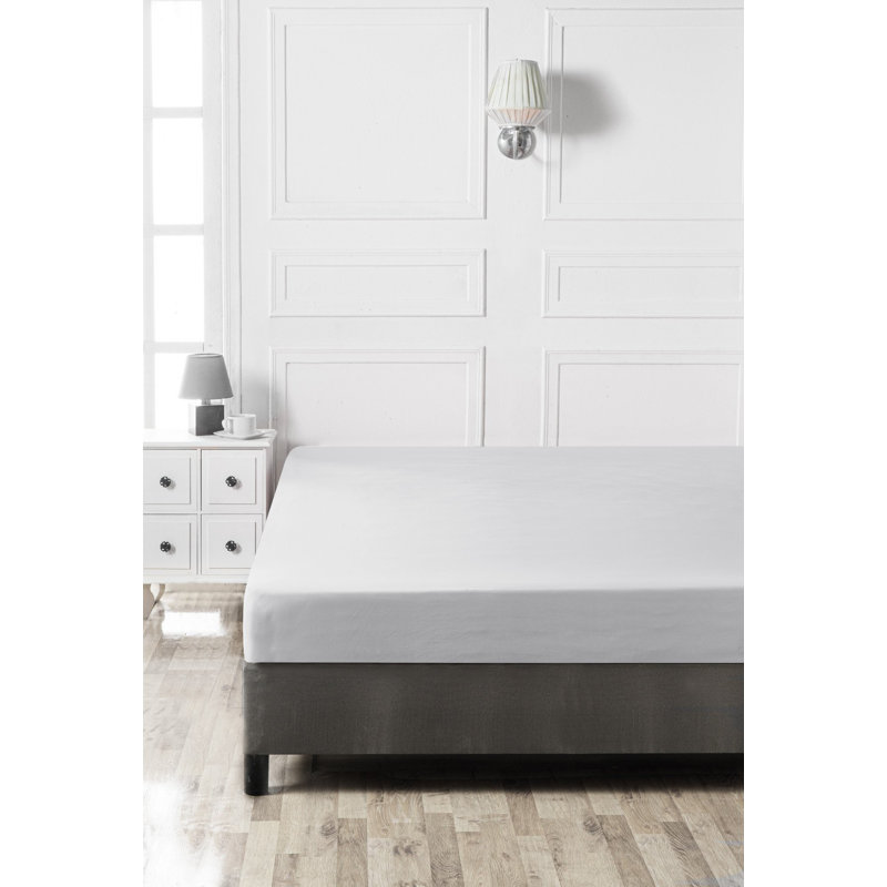High-Quality Ranforce Double Small Fitted Sheet, Grey, 51.2 x 74.8 inches | 100% Cotton, 155 Thread Count, Breathable & Soft | Machine Washable at 86°F, Perfect for Comfortable Sleeping Experience