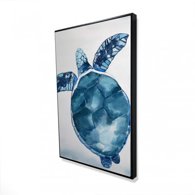 Tortue bleue aquarelle, reproduction sur toile