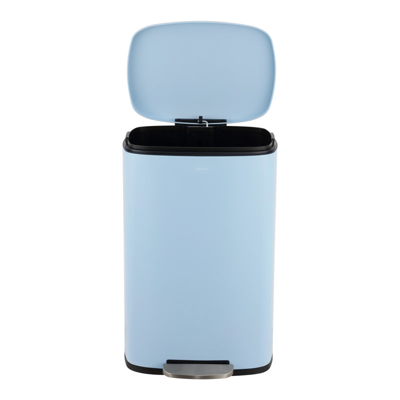Poubelle à ouverture latérale 8 gallons Curtis, noir, Marée, bleu piscine
