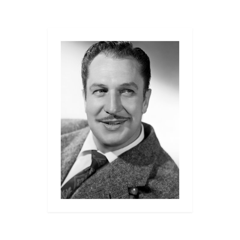 Gros plan sur Vincent Price - photographie non encadrée, H 10 po x l 8 po