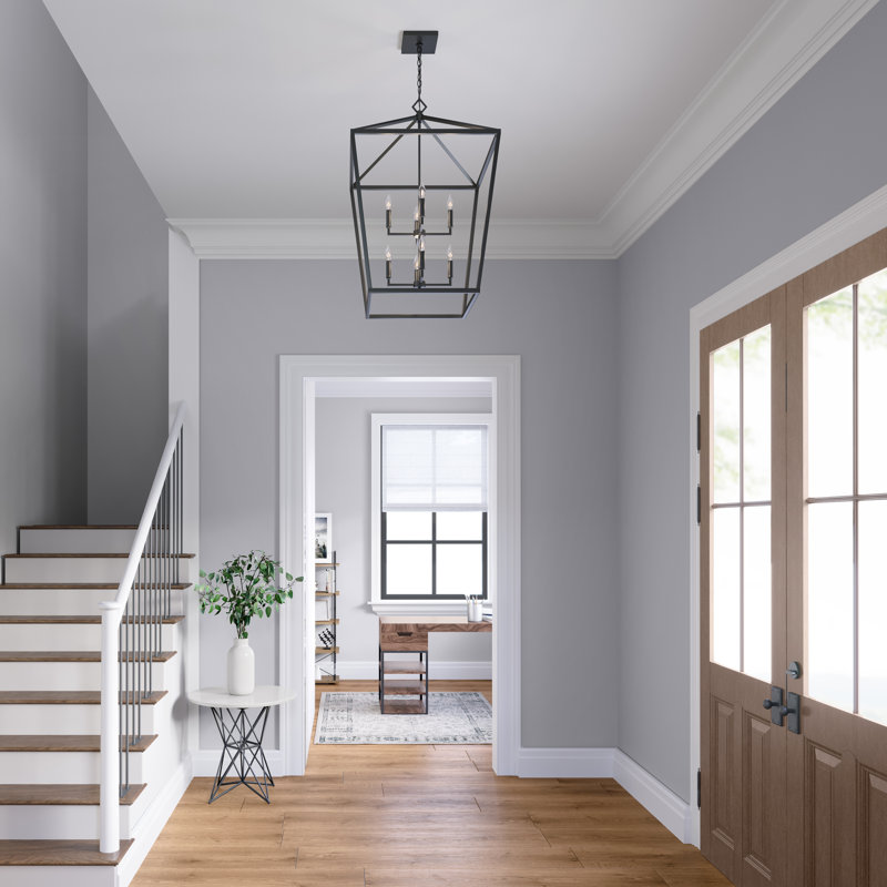 8 Light Matte Black Lantern Geometric Chandelier