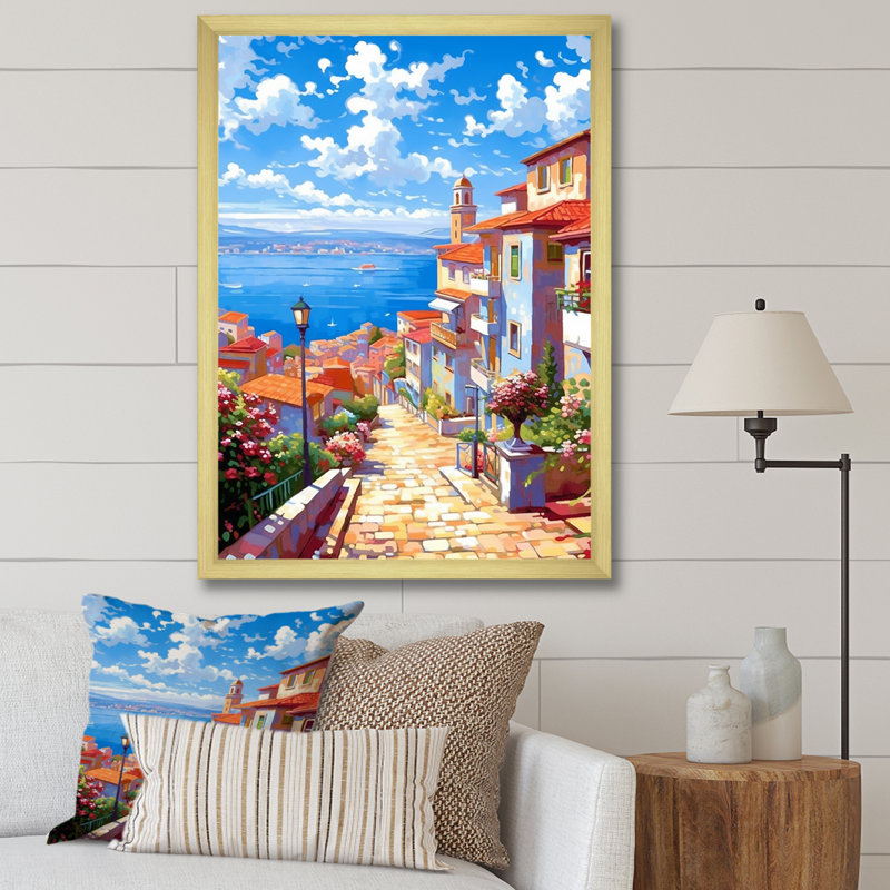 «Beautiful Scenery In Italy II», reproduction sur toile, Encadrement doré, H 32 po x l 24 po x P 1 po