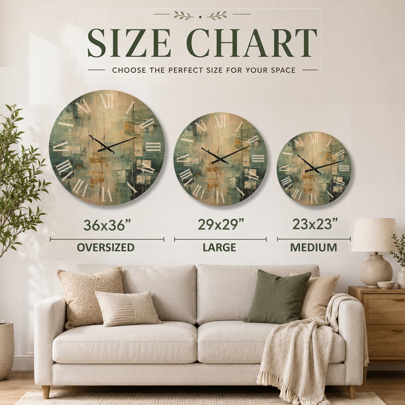 Horloge murale ronde en bois Birch Woods Whispering Winds VI, Oversized