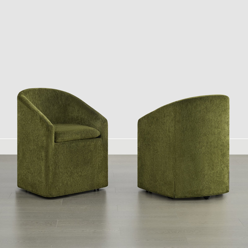 Chaise rembourrée avec housse lavable et roulettes, Vert