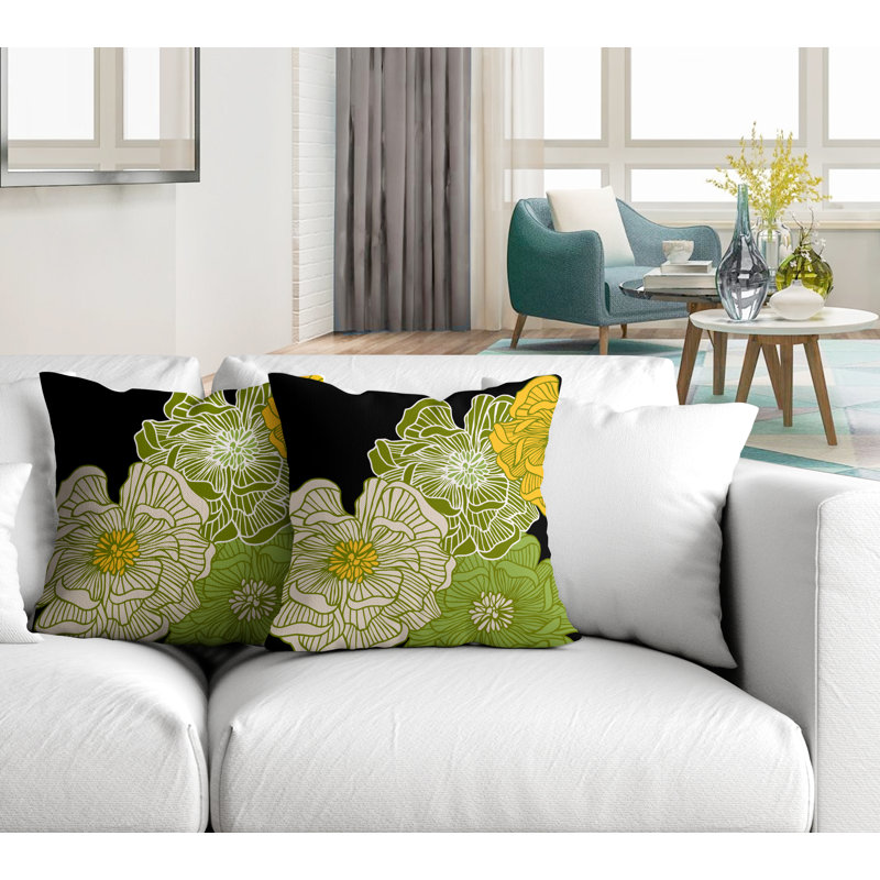 Housse et insert de coussin décoratif intérieur / extérieur en mélange de polyester, L 17 po x H 17 po, Chartreuse