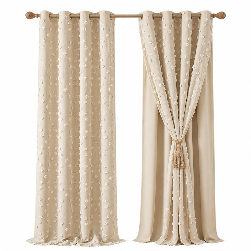Rideaux boho beige pour le salon 84 pouces