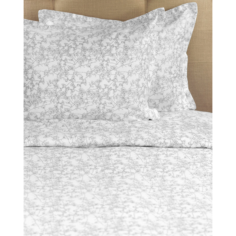 Predmore Floral Duvet Cover, King Duvet Set + 1 Sham, Gray