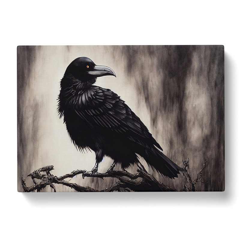 Unreal Raven Bird - Wrapped Canvas Print, 35cm H x 50cm W x 3cm D