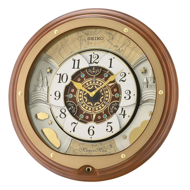 QXM381BRH Melodies In Motion Clock, Brown