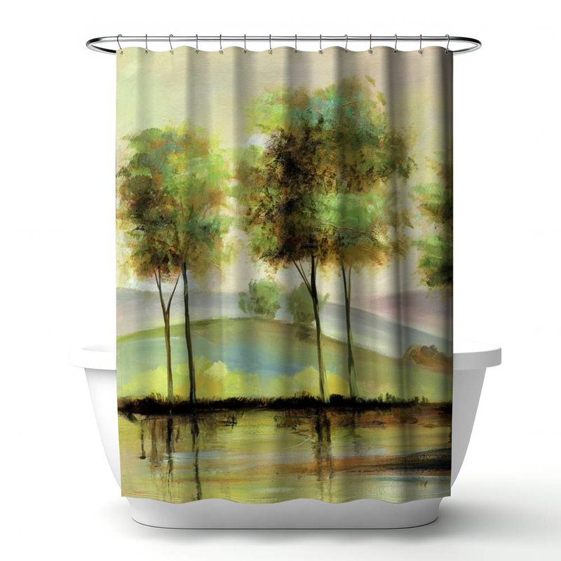 Shower Curtain LA3 – Polyester Shower Curtain, Dye Sublimation Print, 71" W × 74" L