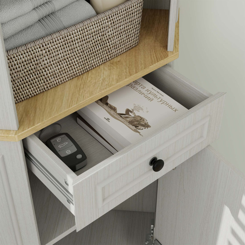 Armoire de rangement de 68 po de hauteur avec 1 porte, 1 tiroir et tablette réglable pour une utilisation efficace de l'espace dans les espaces de vie, de salle à manger, de cuisine et de salle de bain