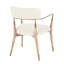 Chaise contemporaine en bois délavé blanc et tissu crème avec accent cuivre - ensemble de 2