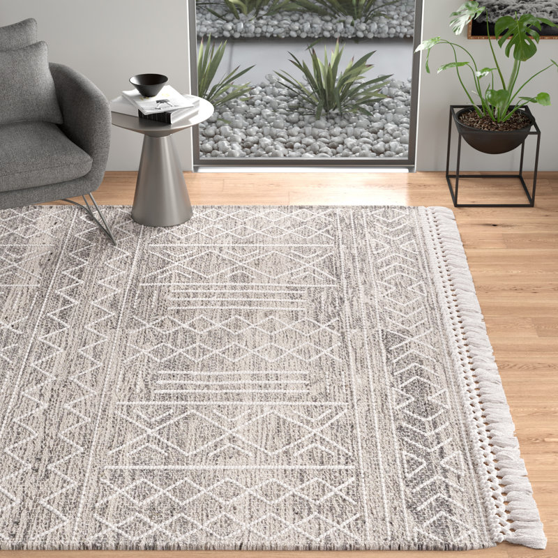 Tapis gris cendré en laine touffeté à la main Sanae, Rectangle 4 pi x 6 pi