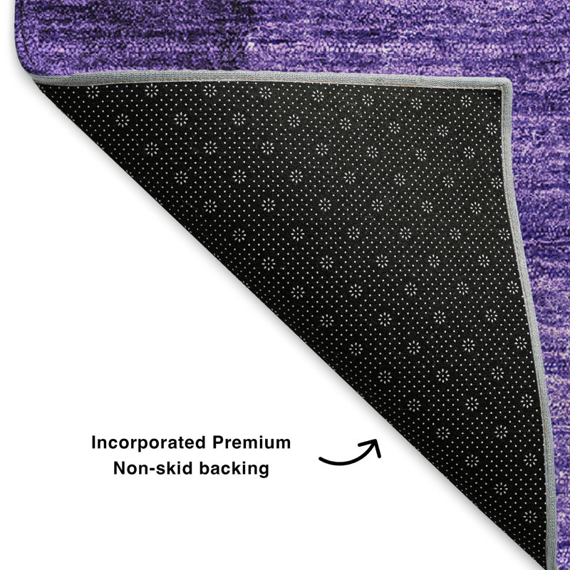 Premium Red and Purple Ombre Washable Synthetic Rug
