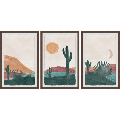 A Desert Oasis - 3 Piece Single Picture Frame Painting