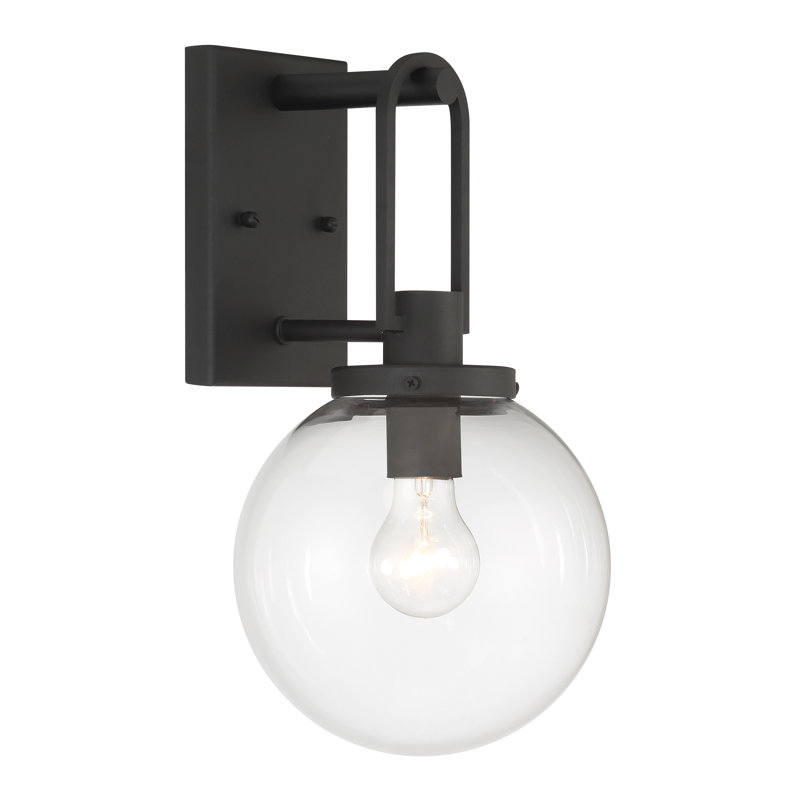 Latitude Run® Hayliee - applique murale d'extérieur 1 lumière au fini sable charbon, H 4,59 po x l 15 po x P 8 po