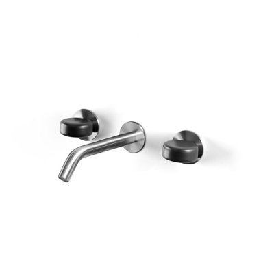 Acquaco Linki Io Wall Mount Three-Hole Two Handle Bathroom Lavatory Faucet with 7'' Spout Reach