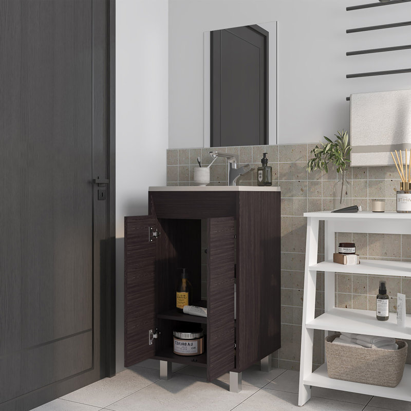 Armoire de salle de bain avec 2 portes, Wengé