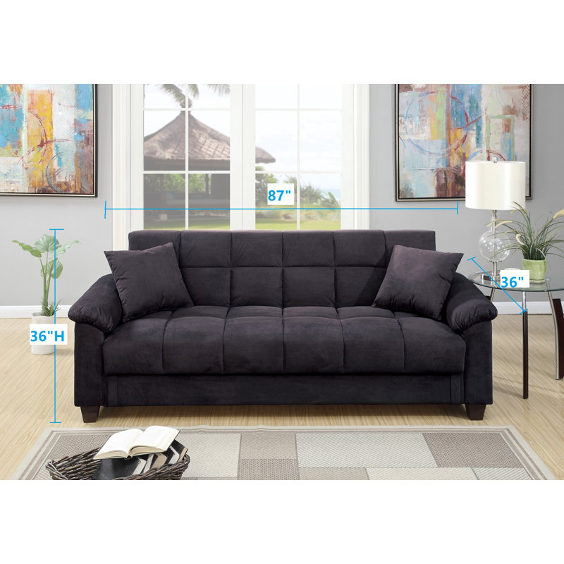 Canapé convertible en microfibre, Microfibre ébène