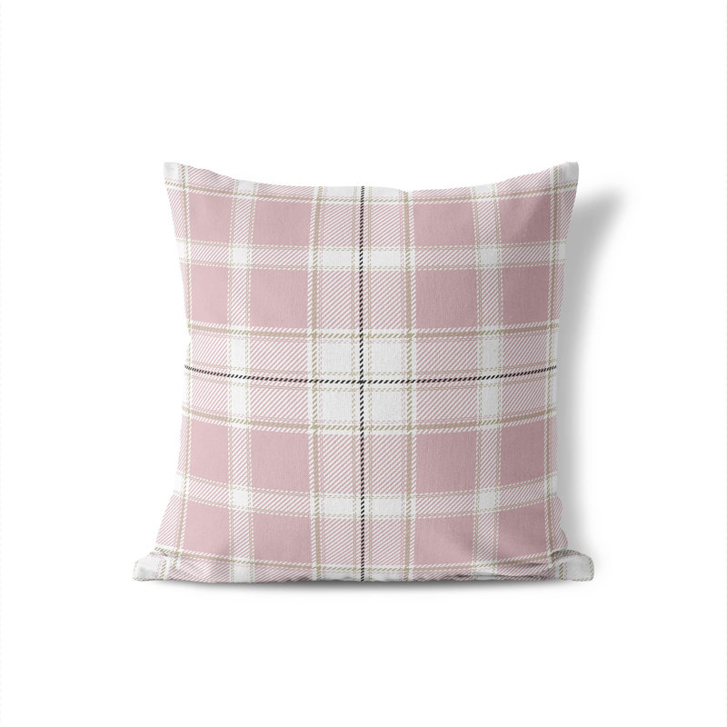 Billy Tartan Throw Pillow, 16"H x 16"W, Pink