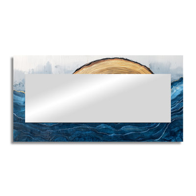 Safire Lake Into The Pine Forest II - Cottage Decorative Mirror Wall Art - Printed On Metal