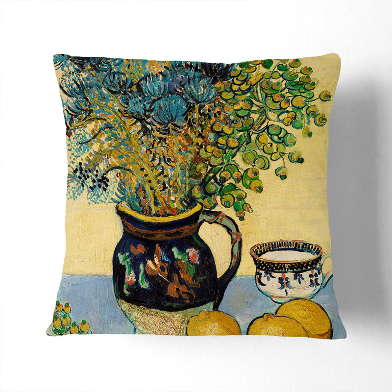 Flowers and Lemons Scatter Cushion, Stone, 55cm H x 55cm W x 20cm D