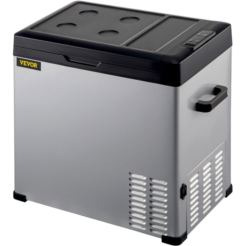 VEVOR 53 Qt Black and Silver Portable Car Refrigerator with App Control