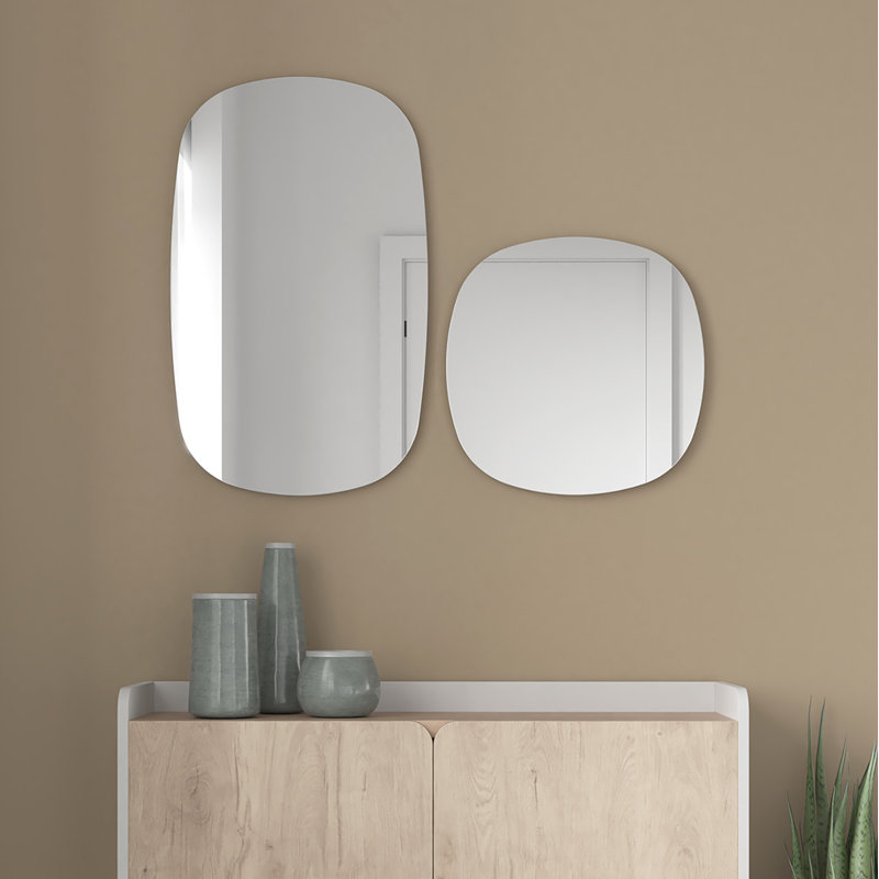 Brunsville Wood Flat Wall Mirror, Black