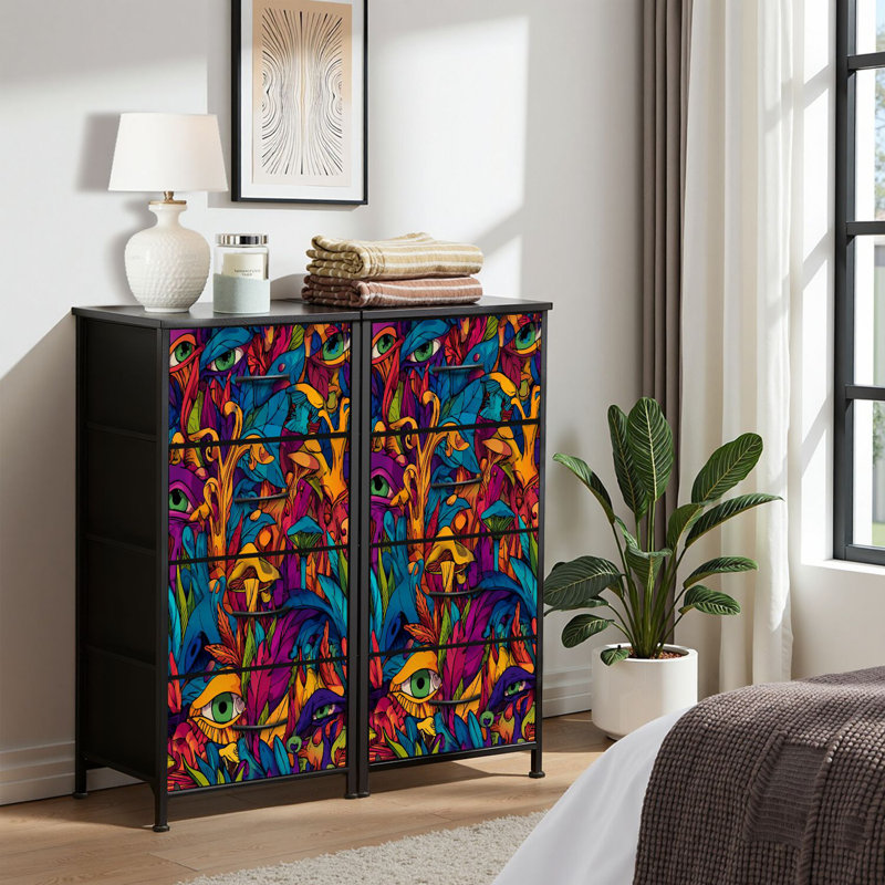 4 Drawer Dresser for Bedroom, Narrow Chest of Drawers, Wooden Top and Study Iron Frame 18"x37.5"-(WxH)