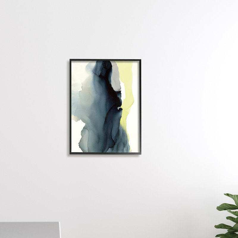 Distorsion fluide gris bleu jaune - Impression, Toile tendue, H 20 po x l 16 po