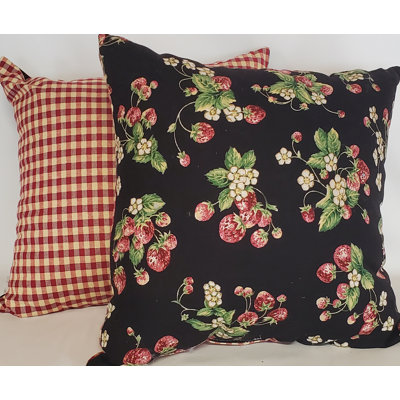 Strawberry Cotton Throw Square Pillow Cover & Insert 2-PC Set