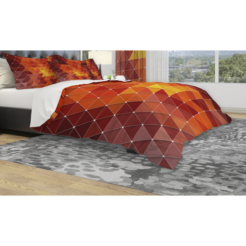 Ensemble de housse de couette à géométrie triangulaire designart, Housse simple + 1 taie décorative, Mehron