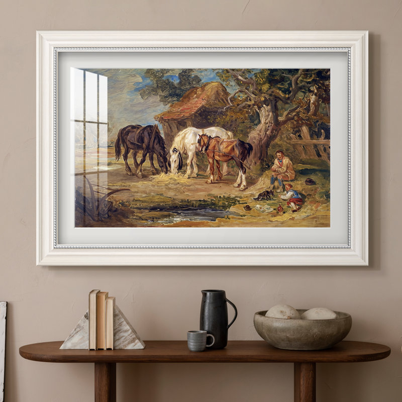Le Repas de Midi, 1835 - James Ward - Estampe encadrée sur mesure, Format intérieur 20 po x 28 po, Craie antique