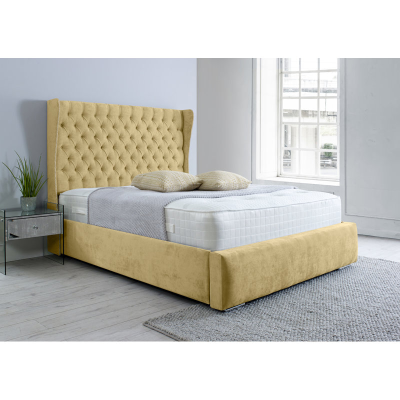 Helina Upholstered Bed, Beige, Super King (6')