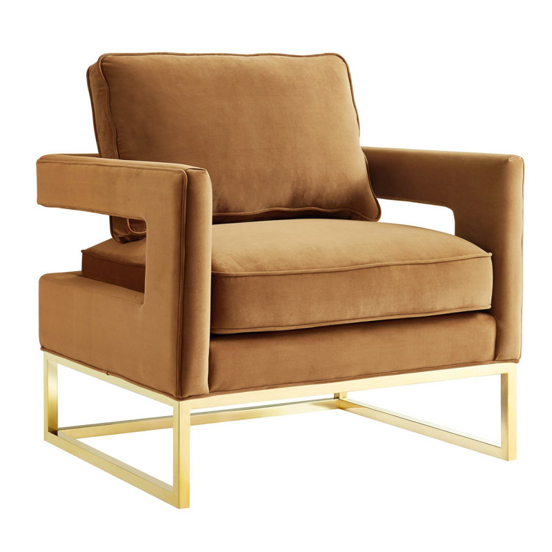 Fauteuil en velours l 33,5 po Isabel, Velours brun