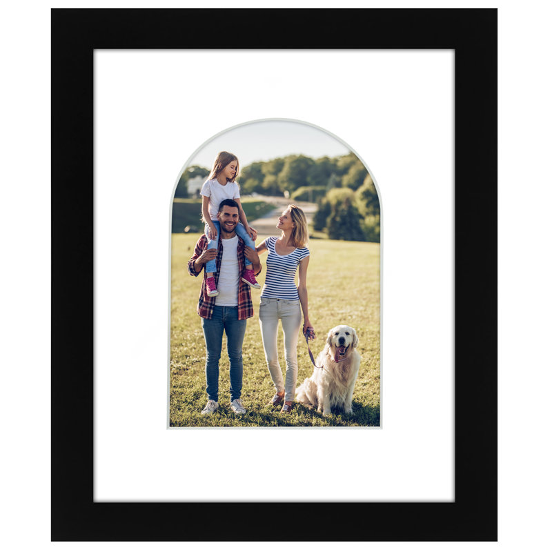 Cadre photo avec tapis en forme d'arche - Idéal pour toute pièce, salon, dortoir, Black, 8" x 10"