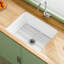 Évier de cuisine encastré en argile réfractaire 24 po x l 19 po, encastré à double cuve blanche, installation double, pour la cuisine et la lessive, inclus 2 accessoires personnalisés