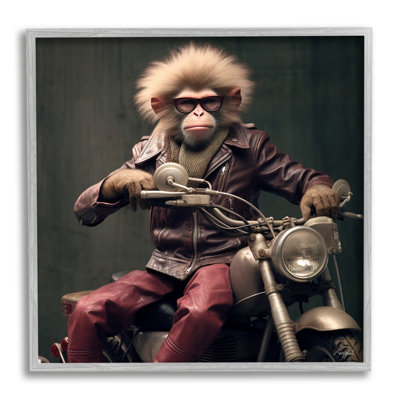 Az-166-Framed " Biker Monkey Portrait " by Roozbeh