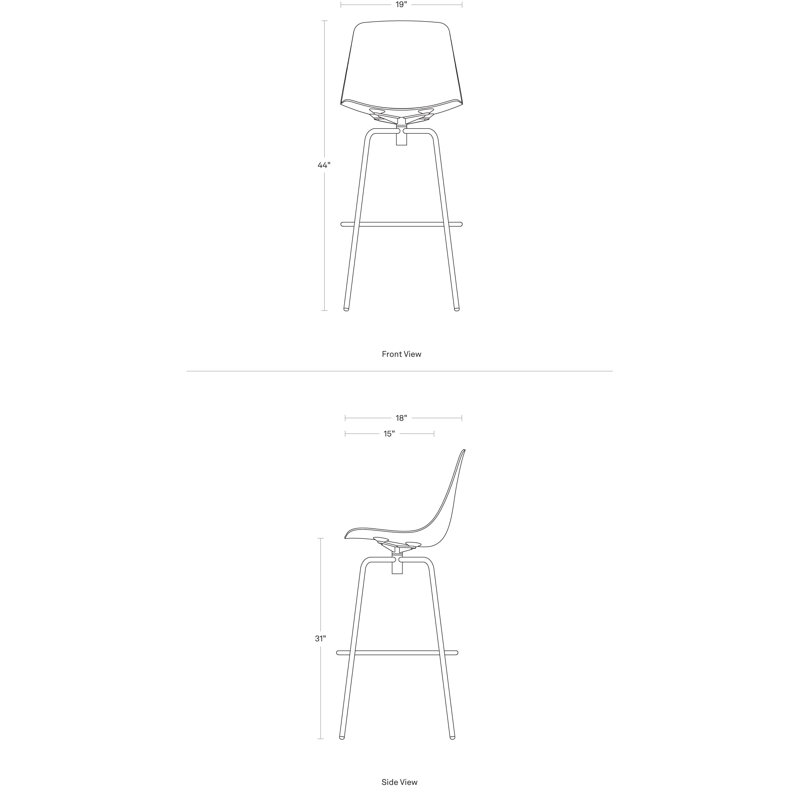 Tabouret pivotant Clean Cut, Tabouret de bar (siège d'une hauteur de 31 po), Cuir véritable sang de bœuf