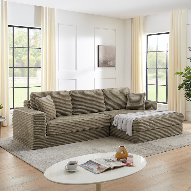Siège du canapé droit, canapé modulaire en forme de L, canapé compressé qui se déplie dans le lit, idéal pour la chambre à coucher avec espace - Conception efficace
