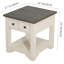 Dark Grey MDF Top White Oak Drawer Living Room End Table - Modern Side Table For Living Space