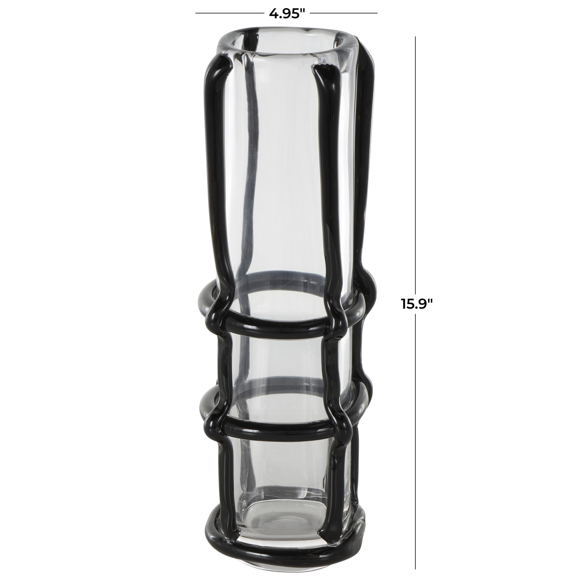 Ahren Recycled Glass Table Vase, 15.90" H x 4.95" W x 4.95" D, Black