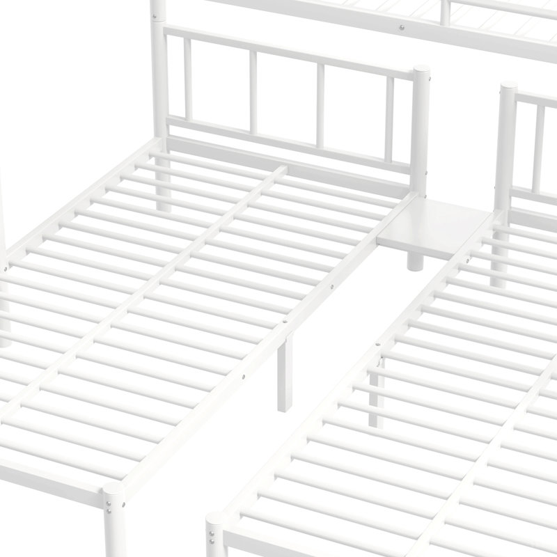 Lits superposés pour 3 personnes, lit superposé triple en métal, Blanc