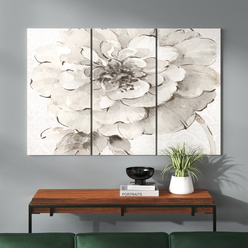 " Indigold Gray Peonies I " 3 - Pieces, 40" H x 60" W x 1" D