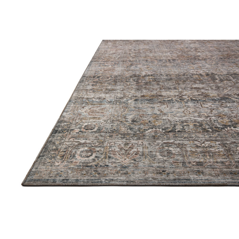 Amber Lewis x Loloi Machine Washable Josie Dove / Gold Area Rug, Rectangle 3'6" x 5'6"
