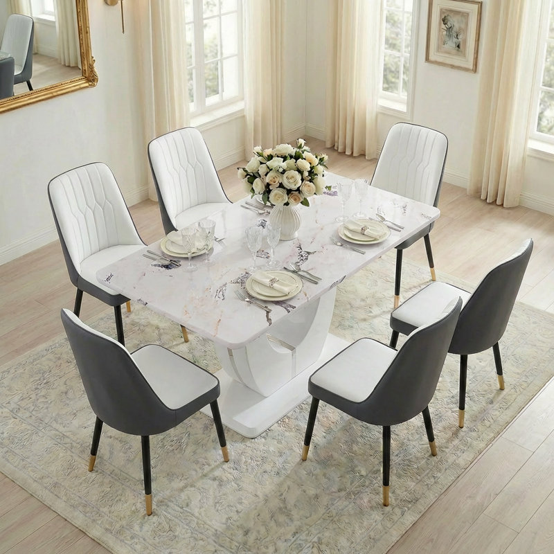 Table de salle à manger Avdain, Blanc