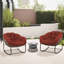 Chaise berçante d'extérieur en rotin avec coussins et table basse en rotin Ladena-1414884707