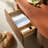 Oval saddle leather coffee table