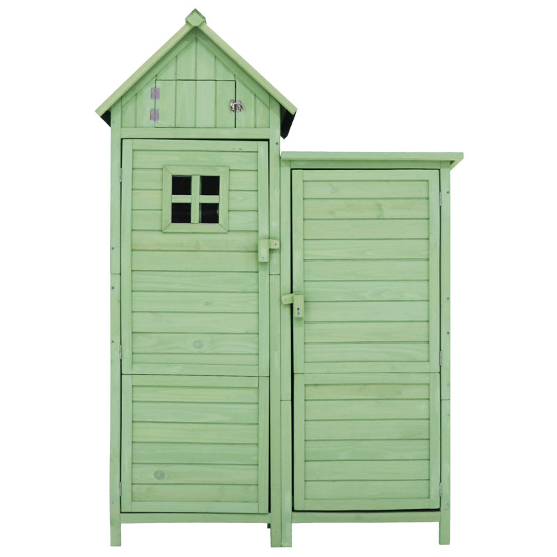 Baisha 4 ft. W x 2 ft. D Manufactured Wood Apex Tool Shed, Green