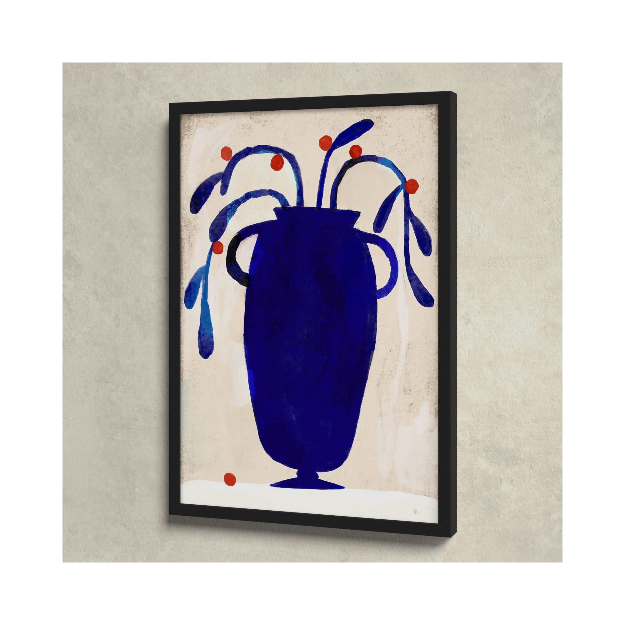 Red Berries by StudioM, 50" H x 35" W x 1.25" D, Black